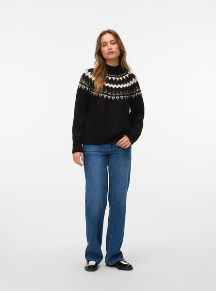 VM Fairisle High Neck Knit in Chocolate Torte