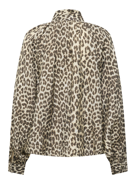 JDY Tie Neck Leopard Print Shirt