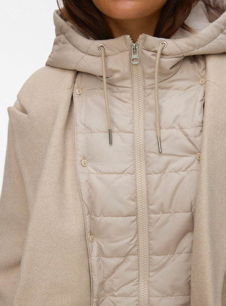 Vm 2 in 1 Mid Length Coat in Oatmeal