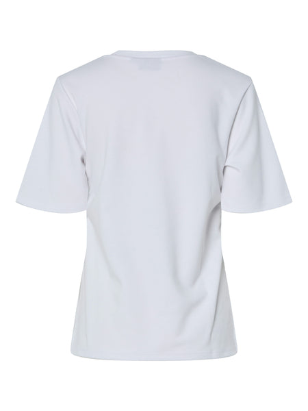 Pieces Ruched Side Split T-shirt in White