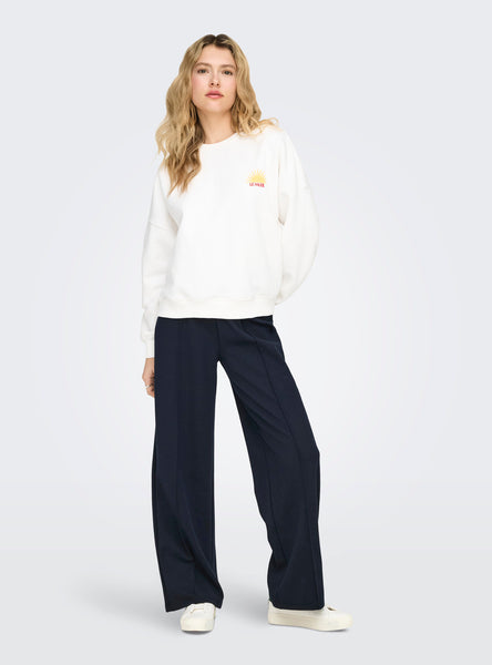 Only Wide Leg Seam Detail Trousers in Navy