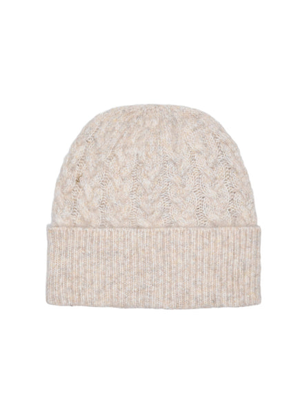 JDY Cable Knit Beanie in Oatmeal