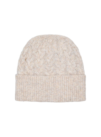 JDY Cable Knit Beanie in Oatmeal