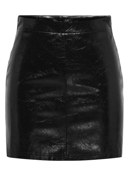 JDY Faux Leather Mini Skirt in Black
