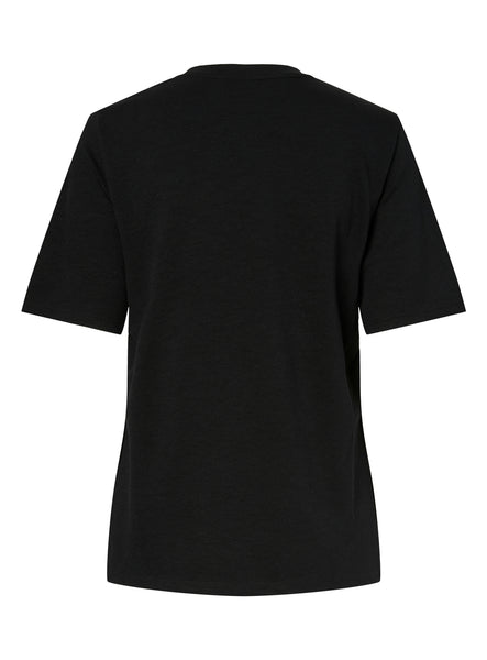 Pieces Ruched Side Split T-shirt in Black