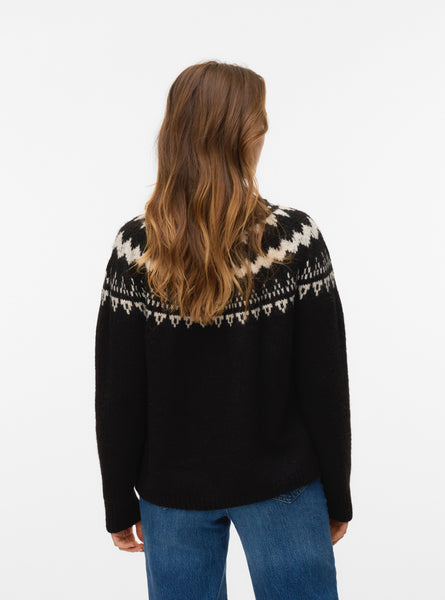 VM Fairisle High Neck Knit in Chocolate Torte