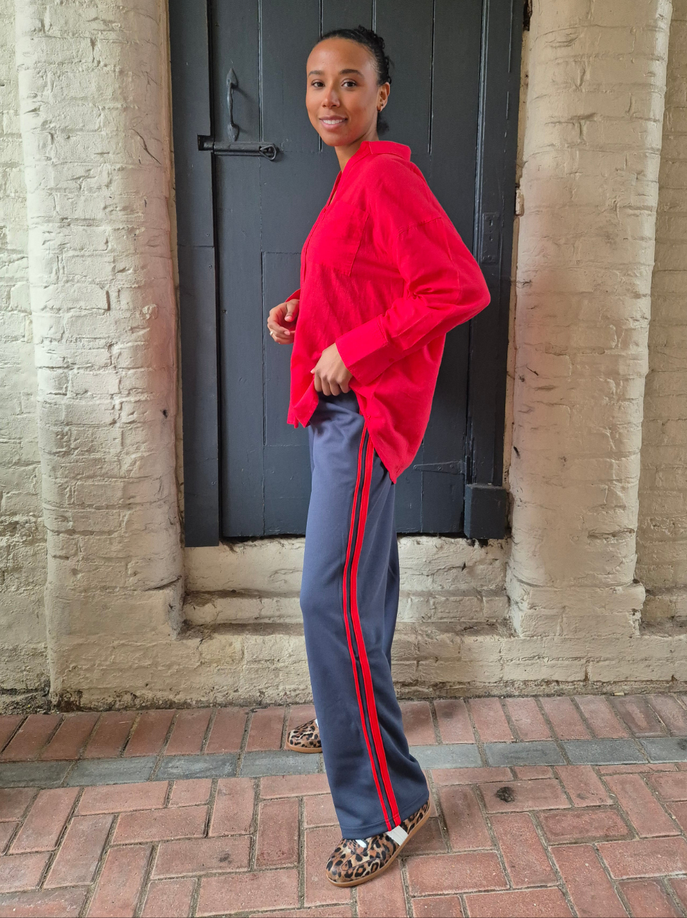 Only High Waist Straight Leg Casual Trouser in Navy