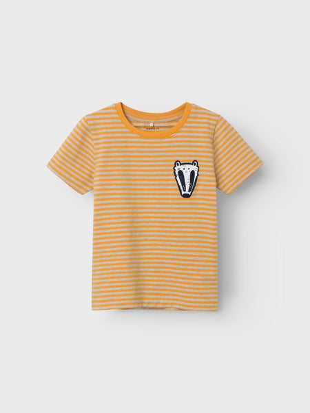 Boys Mini Mustard Stripe Badger Tshirt