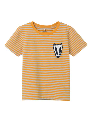 Boys Mini Mustard Stripe Badger Tshirt