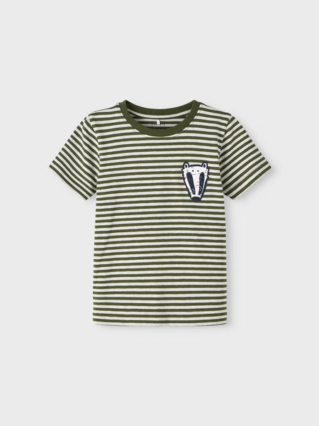 Boys Mini Khaki Stripe Badger Tshirt