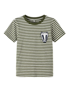 Boys Mini Khaki Stripe Badger Tshirt