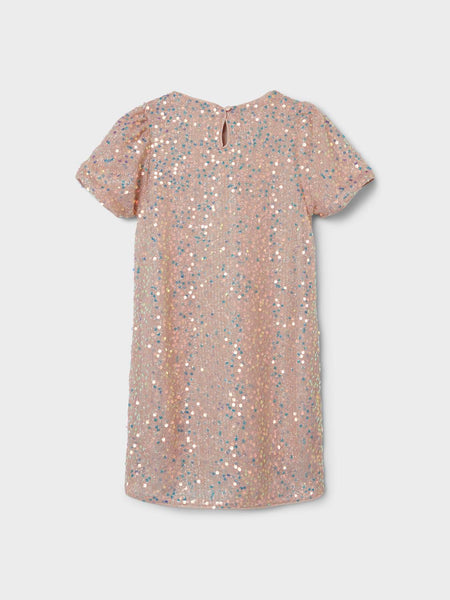 Girls Pink Sequin Short Sleeve Tunic Dress