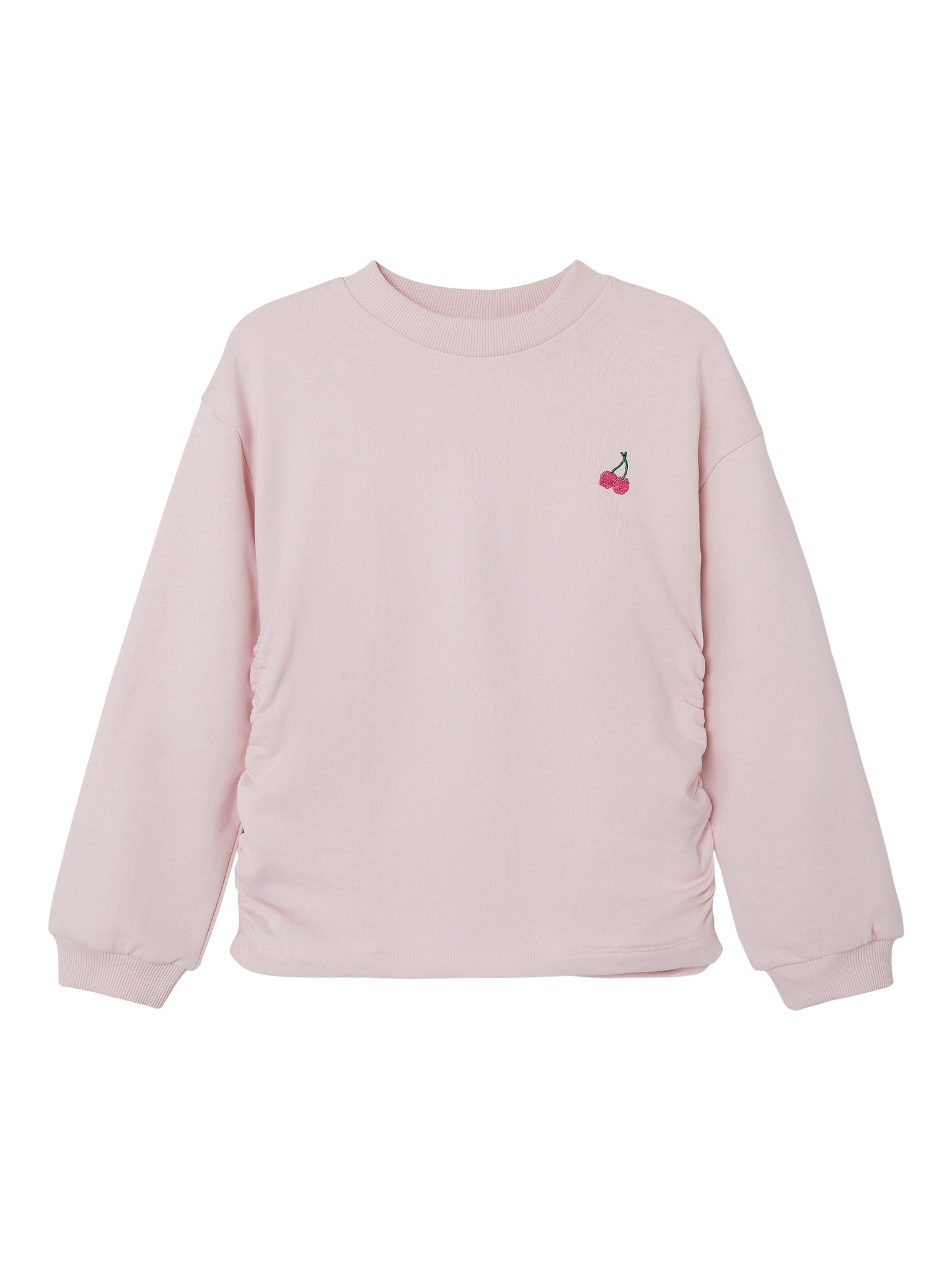 Girls Pink Ruched Cherry Sweatshirt