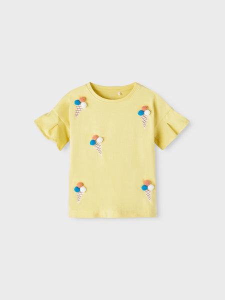 Girls Mini Icecream Pom Pom Tshirt
