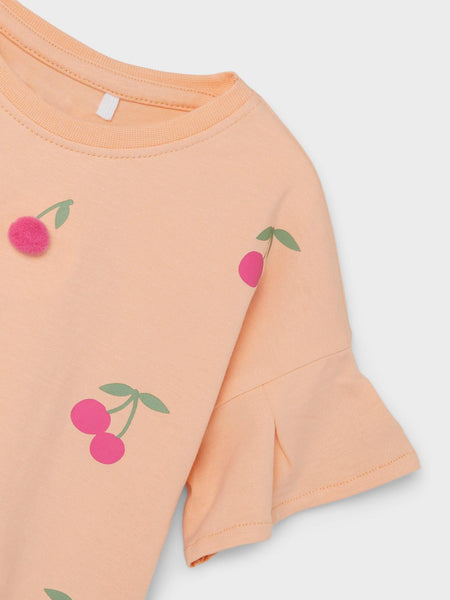 Girls Mini Cherry Pom Pom Tshirt