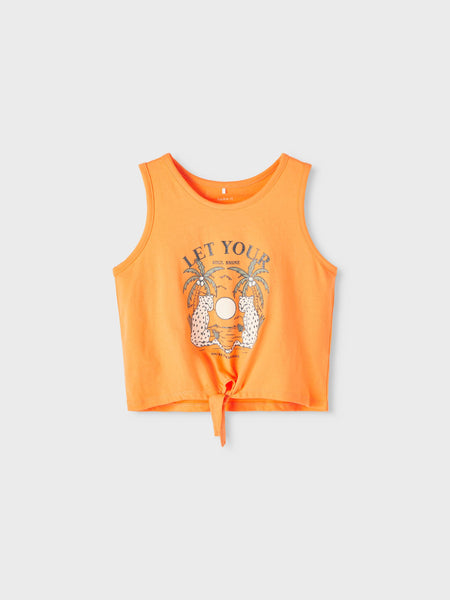 Girls Orange Cropped Vest Top