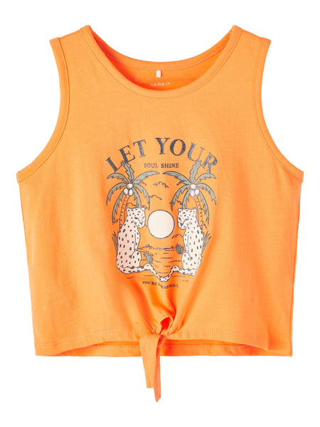 Girls Orange Cropped Vest Top