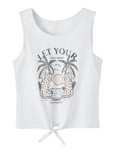 Girls White Cropped Vest Top