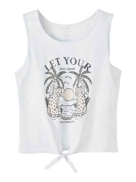 Girls White Cropped Vest Top
