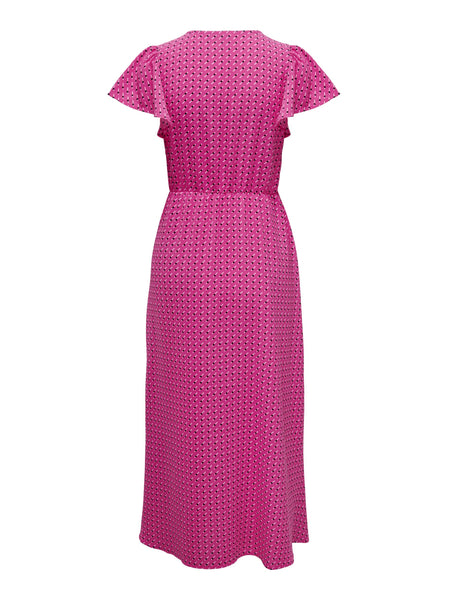 Only Pink Wrap Midi Dress