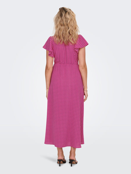 Only Pink Wrap Midi Dress