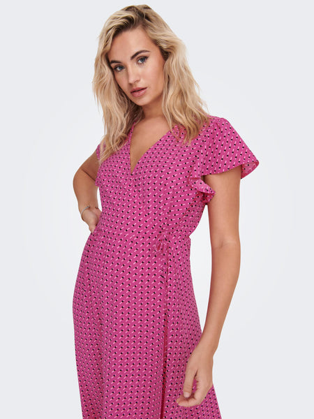Only Pink Wrap Midi Dress