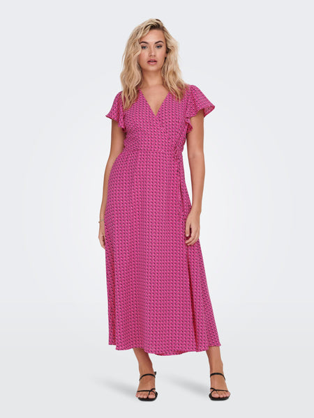 Only Pink Wrap Midi Dress