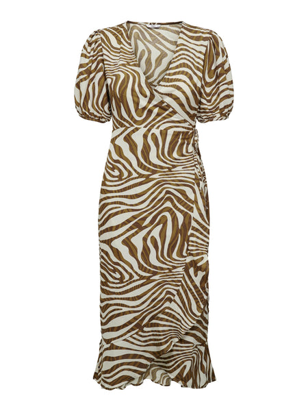 Only Zebra Print Wrap Midi Dress