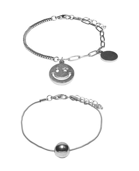 Only 2 Piece Happy Bracelet Gold or Silver