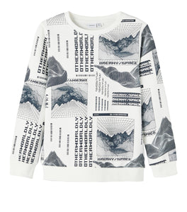 Boys White Printed Sweatshirt