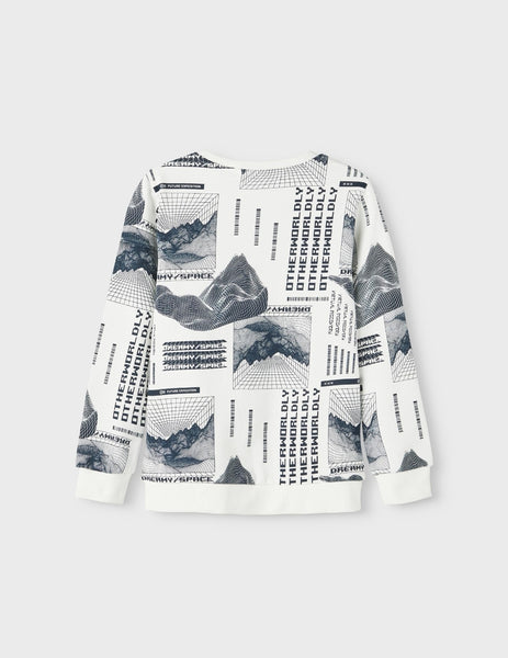 Boys White Printed Sweatshirt