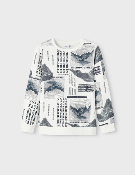 Boys White Printed Sweatshirt