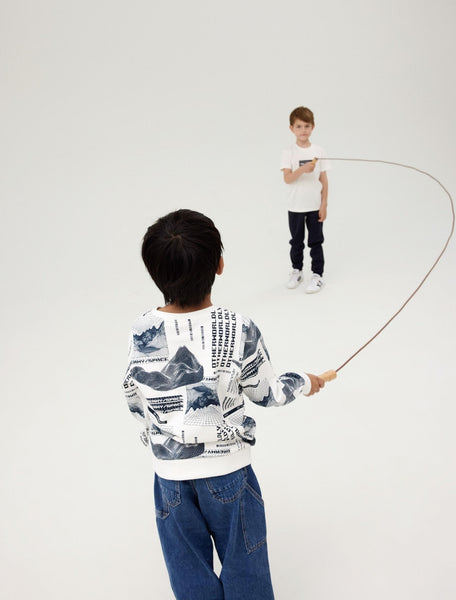 Boys White Printed Sweatshirt