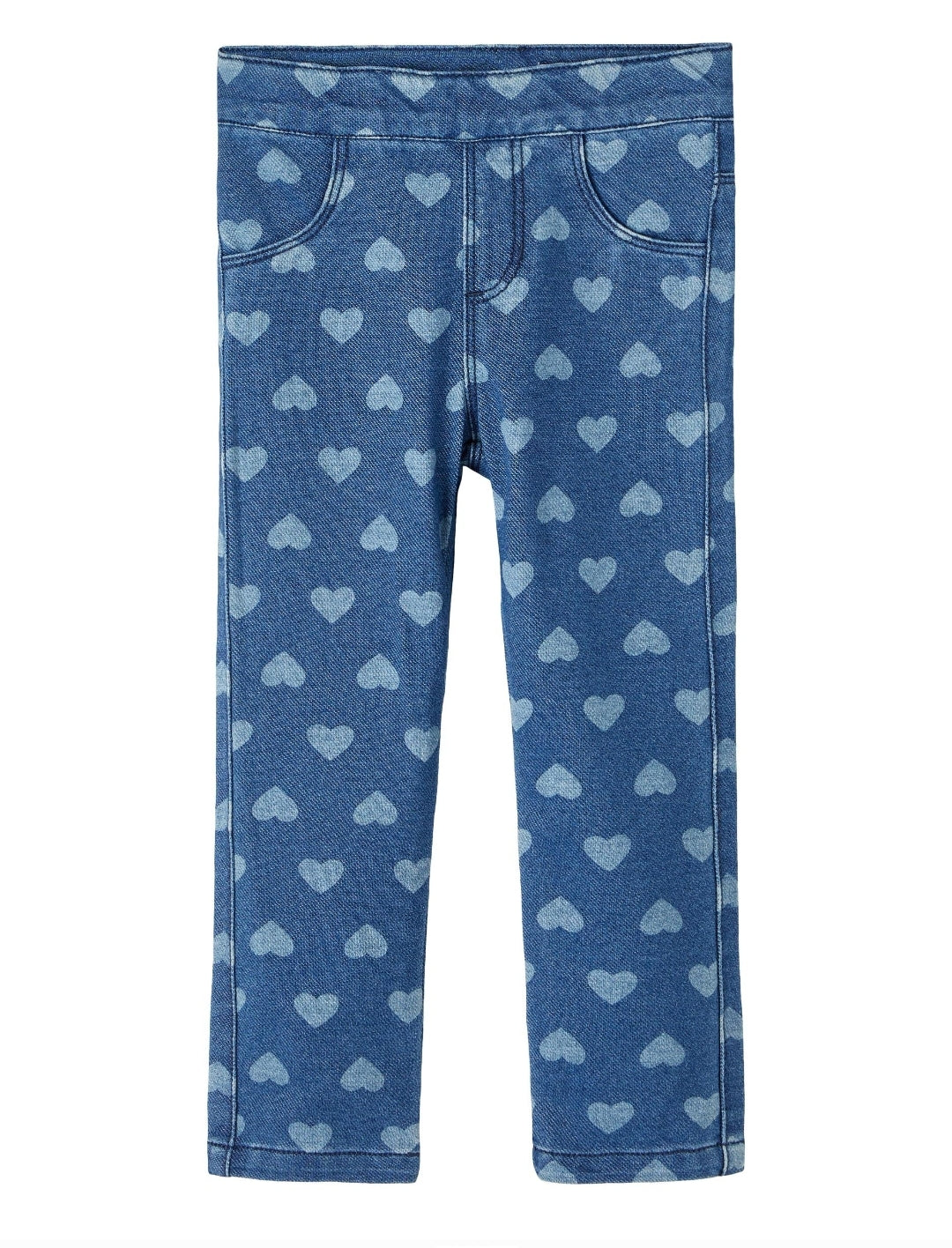 Girls Mini Heart Denim Leggings