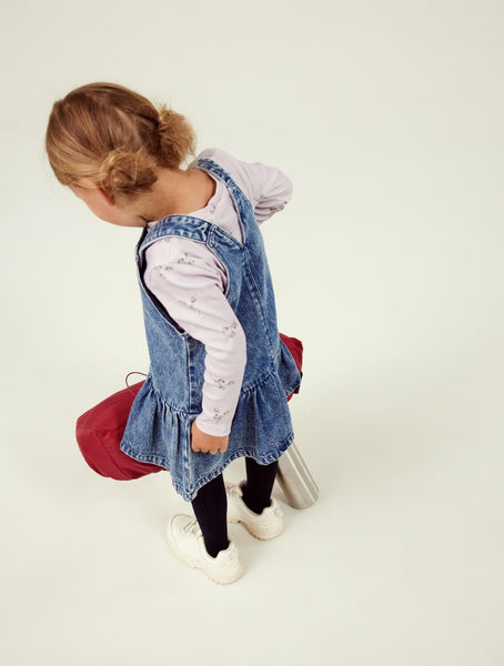 Girls Mini Denim Pinafore Dress