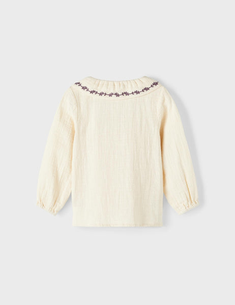 Girls Mini Cream Button Front Woven Shirt