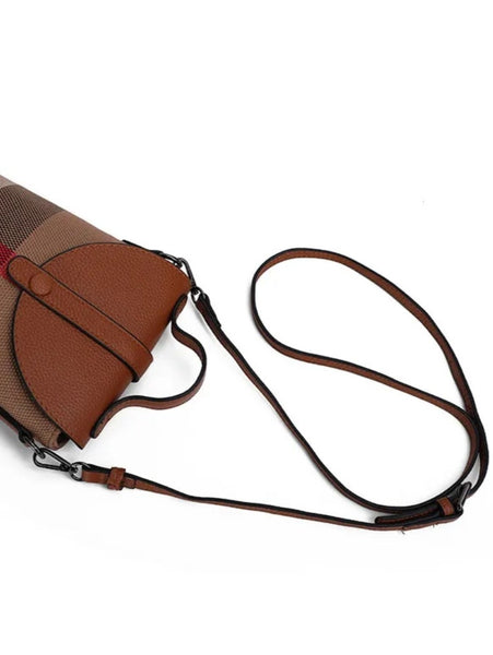 Brown Check Mini Pouch Bag