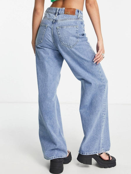 Only Hope Extra High Waist Wide Leg Jeans In Blue