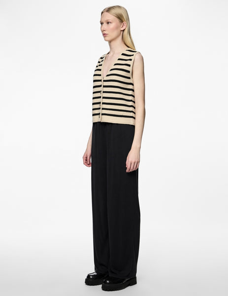 Pieces Beige Stripe Knit Waistcoat