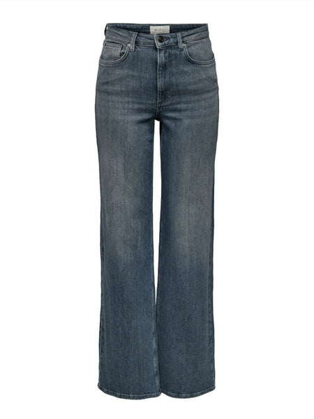 Only Juicy Wide Leg Jean In Grey Blue
