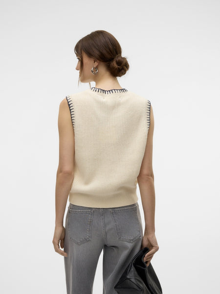 VM Navy Contrast Stitch Sleeveless Knit Tank Top