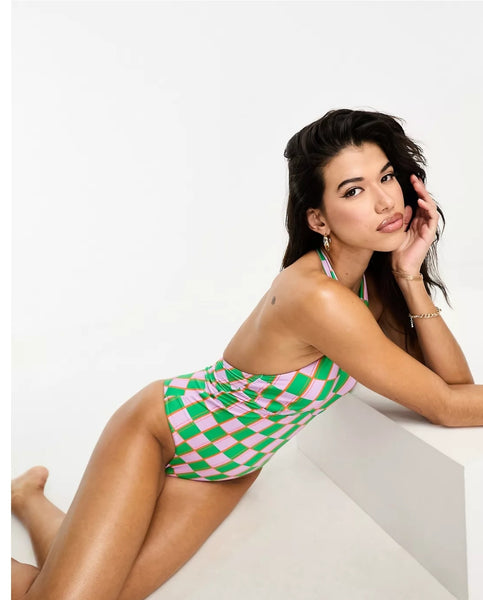 VM Checked Halterneck Swimsuit