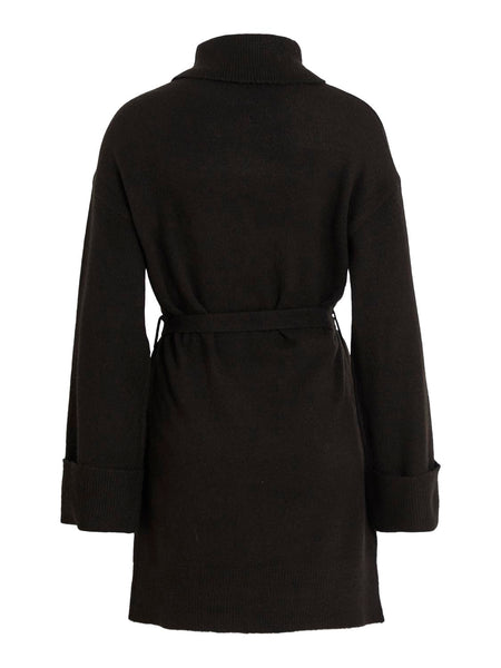 Vila Rollneck Knit Jumper Dress In Black
