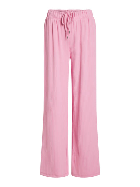 Vila Pink Textured Wide Leg Trousers