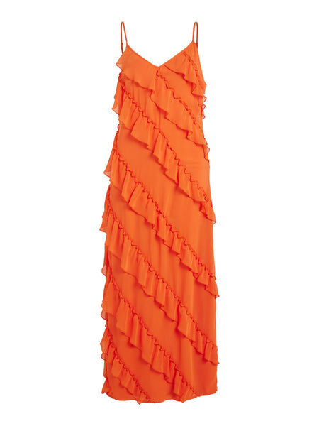 Vila Orange Frill Maxi Dress