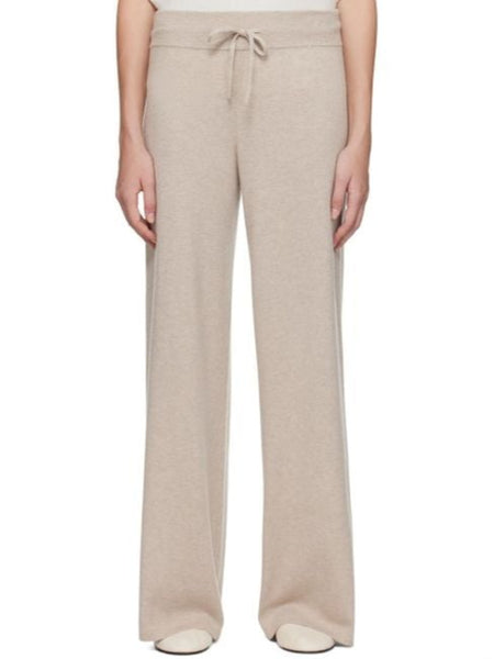 Only High Waist Wide Leg Knit Trousers In Oatmeal