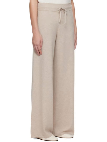 Only High Waist Wide Leg Knit Trousers In Oatmeal