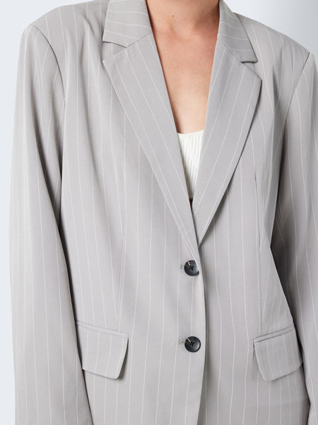 Noisy May Grey Pinstripe Oversized Blazer & Trouser Power Suit