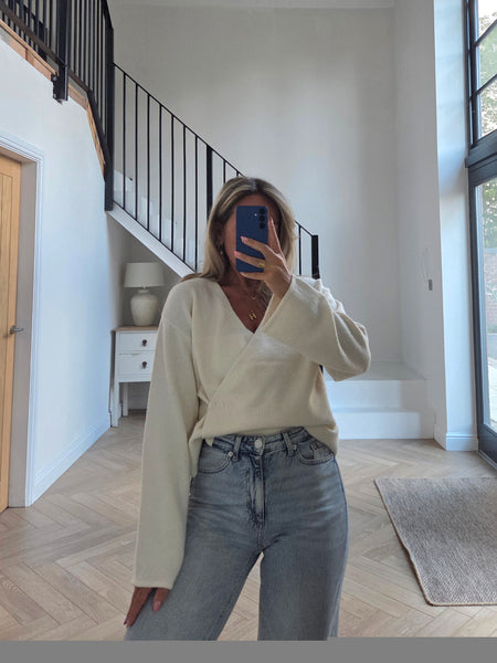 Pieces V-neck Wrap Front Knitted Cardigan