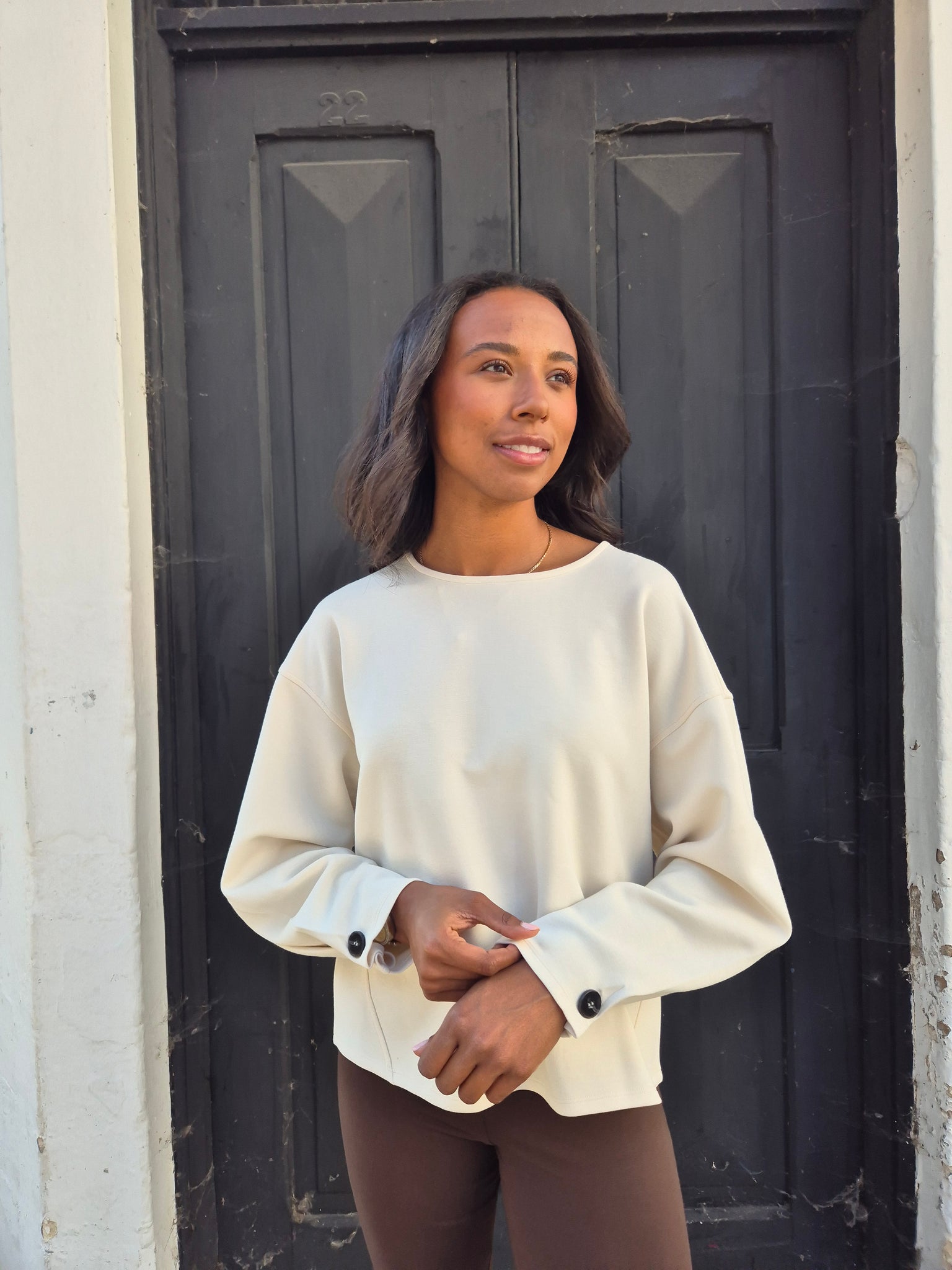 Vila Long Sleeve Buttoned Cuff Slouchy Top